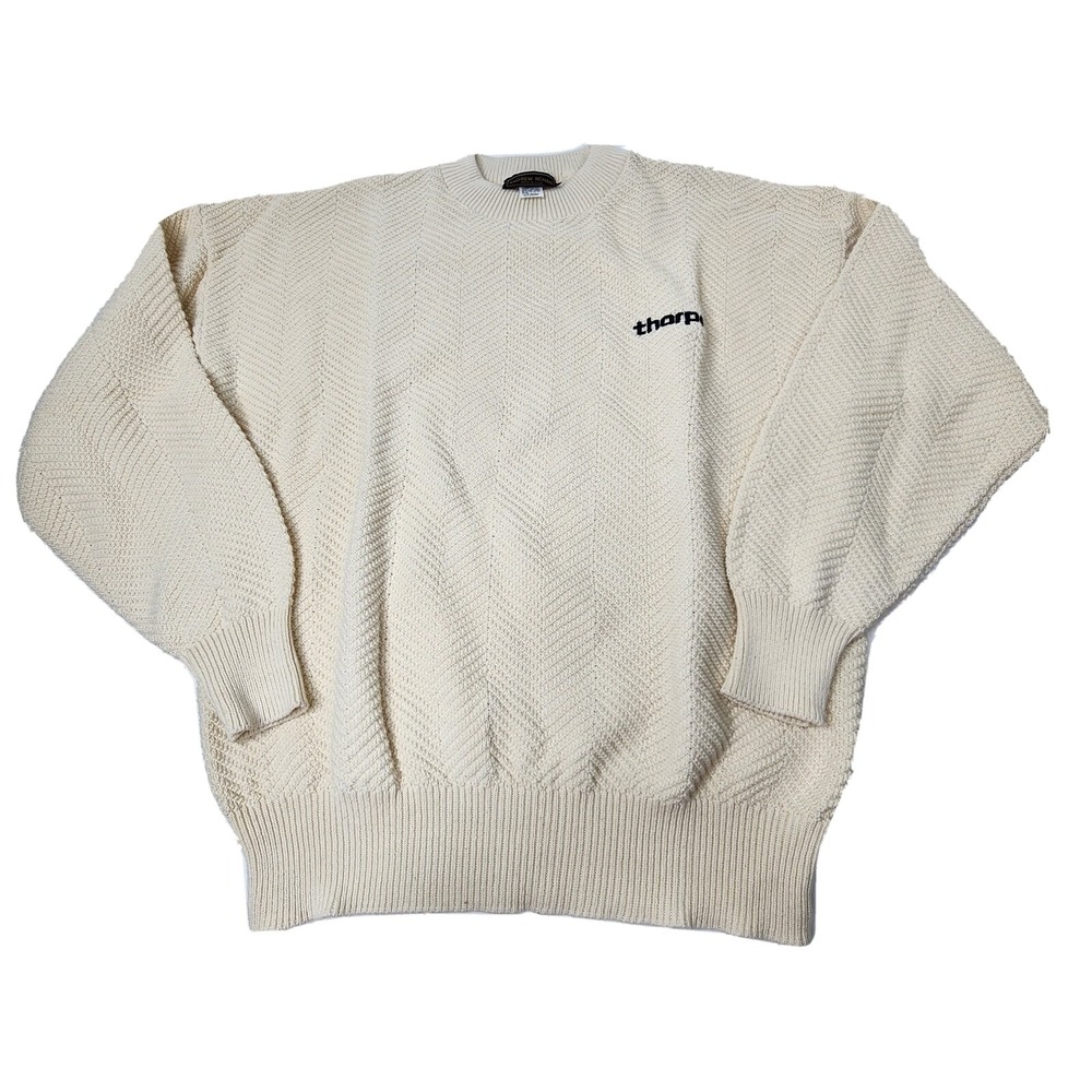 Vintage Andrew Rohan Crewneck Cable Knit Sweater Made In U.S.A. Mens XL Cotton